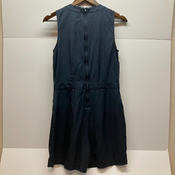 Banana Republic Womens Navy Blue Sleeveless Lace Up Romper with Pockets Size 4 - Picture 2 of 7